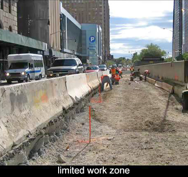 The traffic was squeezed to one very narrow strip, which could be reconstructed.